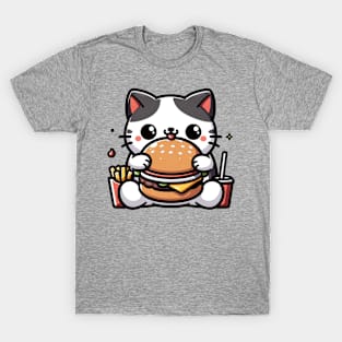 cute cat eating fast food T-Shirt